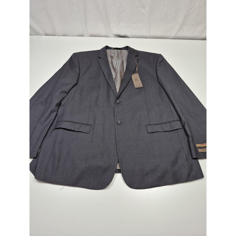 Prontomoda Suit Jacket Mens 54L Charcoal Merino Wool Oxford 2B Super 140s